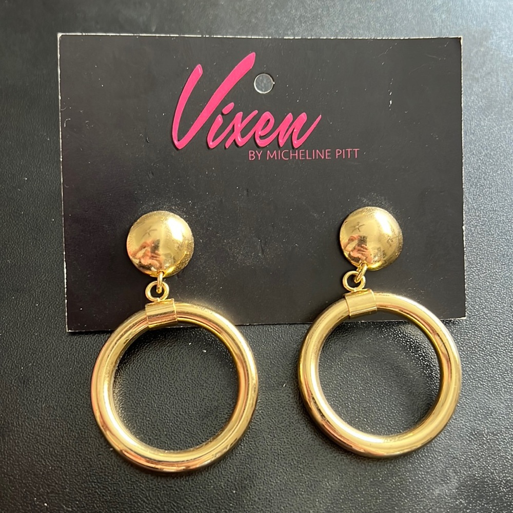 Vixen by Micheline Pitt Bad Girl Hoop Earrings- Gold